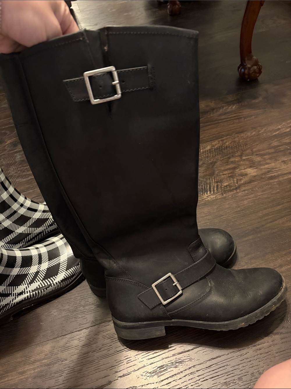 Xhilaration Black Tall Buckle Riding Boots